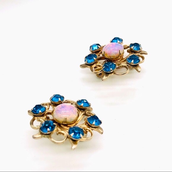 Vintage Opal Rhinestone Scatter pin Brooch Set - Picture 8 of 11